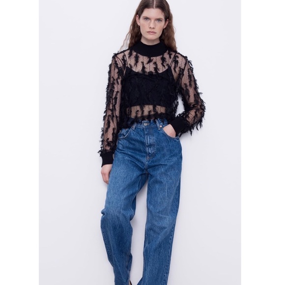 Zara feathers effect sheer top - Picture 7 of 16